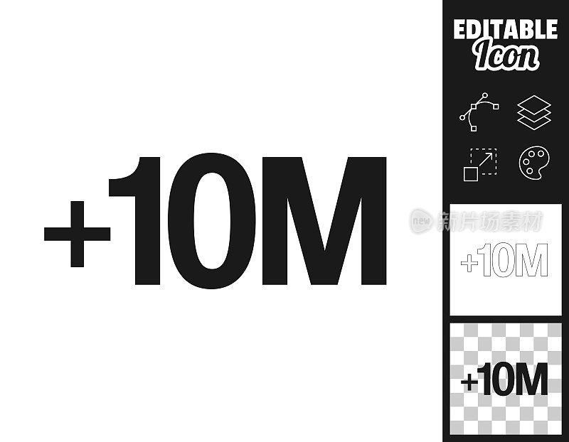 +10M， + 1000万。图标设计。轻松地编辑
